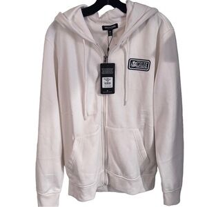 True Religion TR Taping Zip Up Hoodie Men’s Size M Winter White NEW WITH TAGS